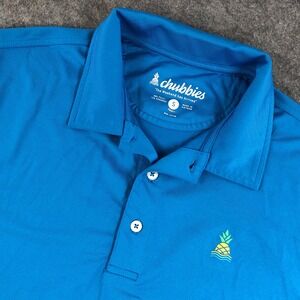 Chubbies Mens Blue Pineapple Golf Polo Shirt Short Sleeve Size Small